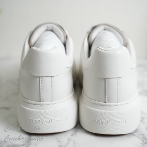 NIB Tory Burch Signature Color Block Platform Leather Sneaker Shoes in Snow Whit - Picture 6 of 10